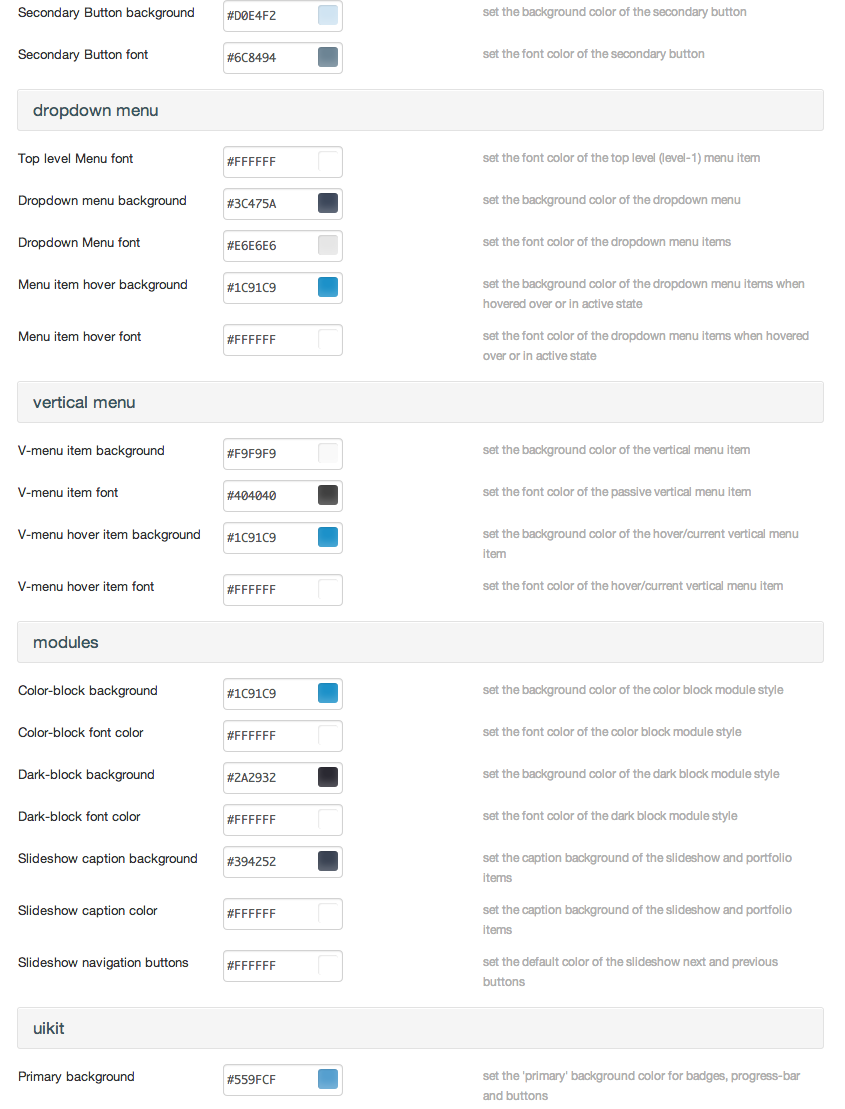 admin options