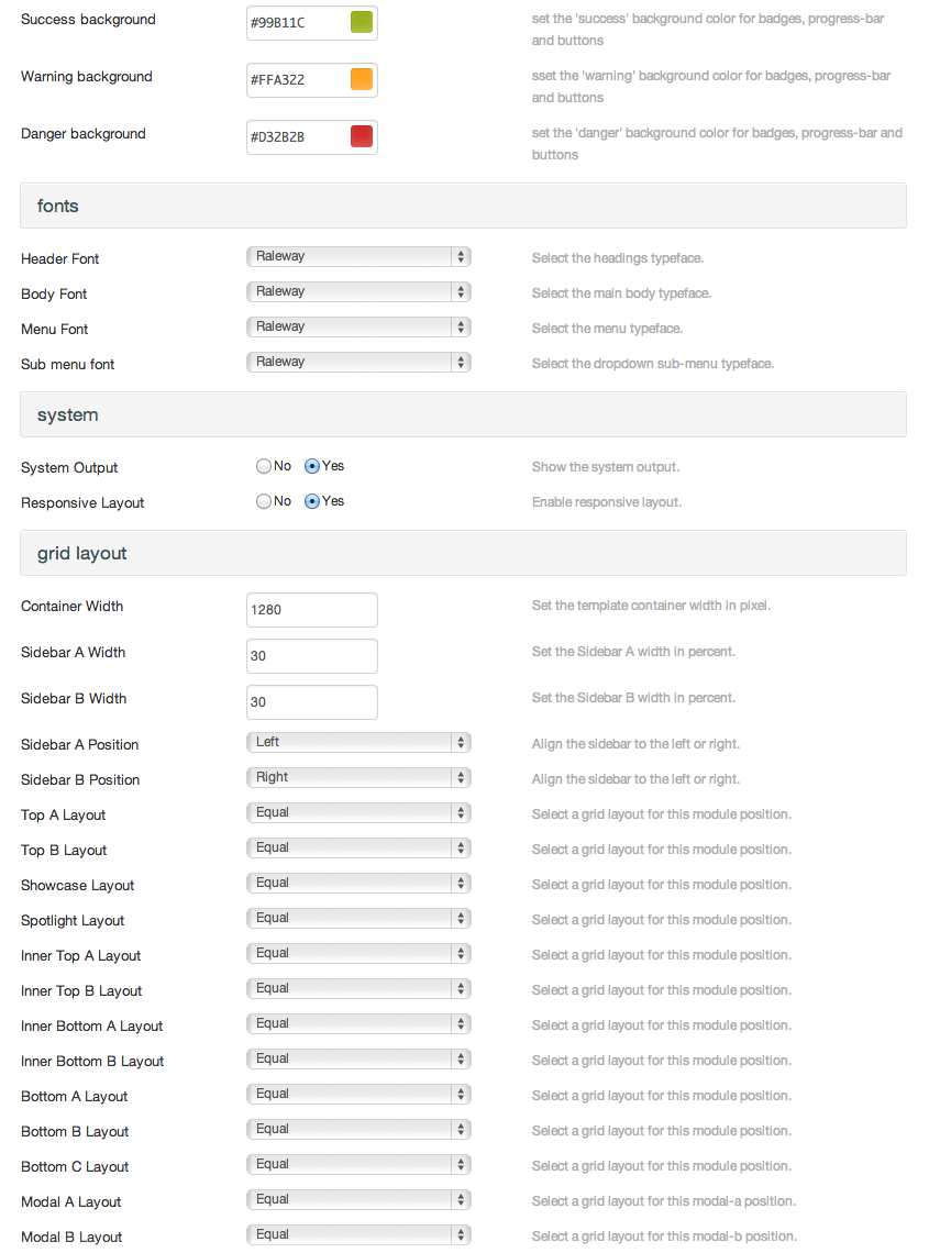 admin options
